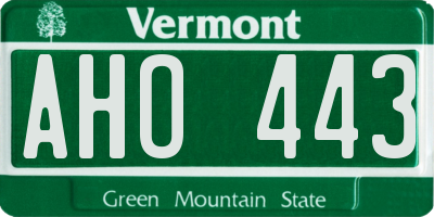 VT license plate AHO443
