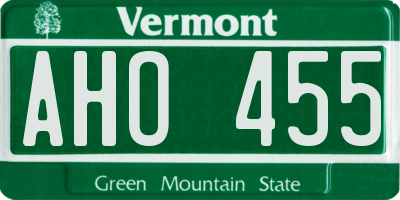 VT license plate AHO455