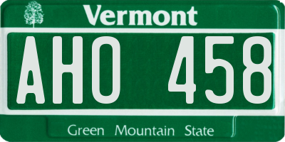 VT license plate AHO458