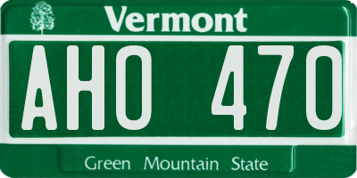VT license plate AHO470