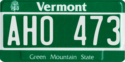 VT license plate AHO473