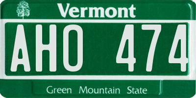 VT license plate AHO474
