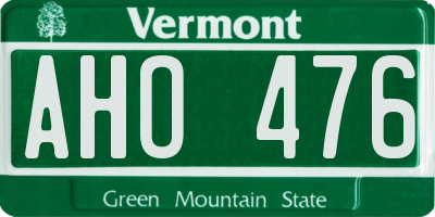 VT license plate AHO476