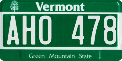 VT license plate AHO478