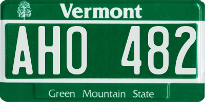 VT license plate AHO482