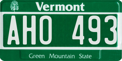 VT license plate AHO493