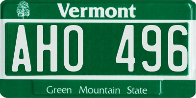 VT license plate AHO496