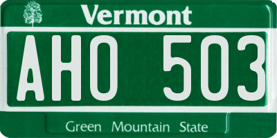 VT license plate AHO503