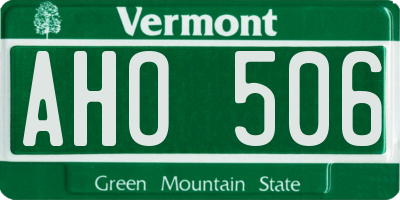 VT license plate AHO506