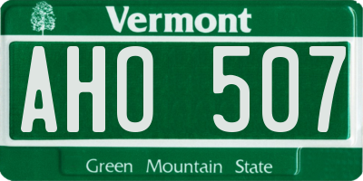 VT license plate AHO507