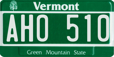 VT license plate AHO510