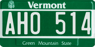 VT license plate AHO514