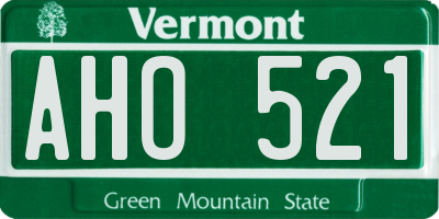 VT license plate AHO521