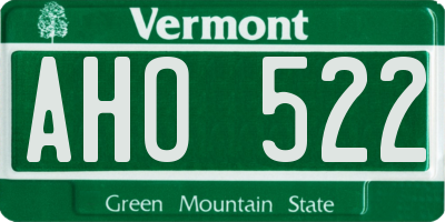 VT license plate AHO522