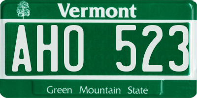 VT license plate AHO523