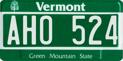 VT license plate AHO524