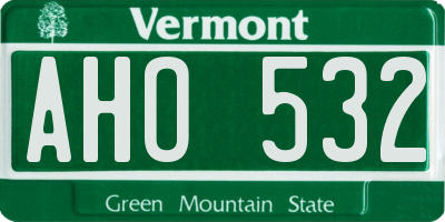 VT license plate AHO532
