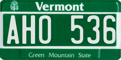 VT license plate AHO536