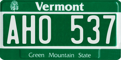 VT license plate AHO537