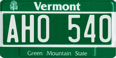 VT license plate AHO540