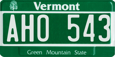 VT license plate AHO543