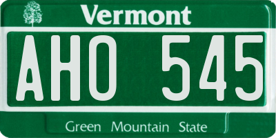 VT license plate AHO545