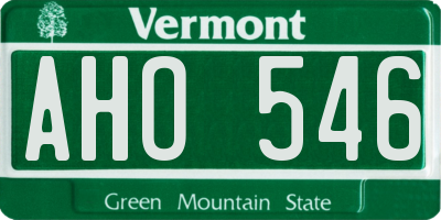 VT license plate AHO546