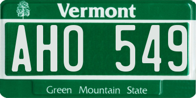 VT license plate AHO549