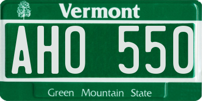 VT license plate AHO550