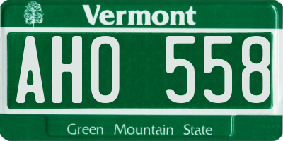 VT license plate AHO558