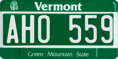 VT license plate AHO559