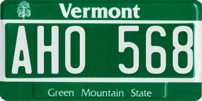 VT license plate AHO568