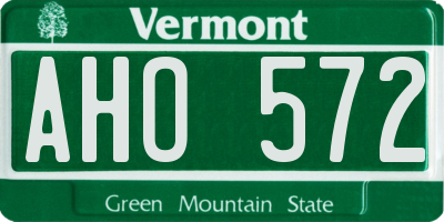 VT license plate AHO572