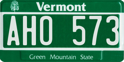 VT license plate AHO573