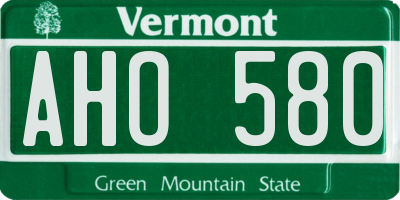 VT license plate AHO580