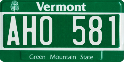 VT license plate AHO581