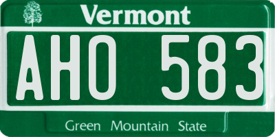 VT license plate AHO583