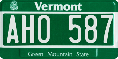 VT license plate AHO587