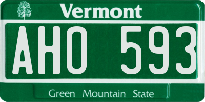 VT license plate AHO593