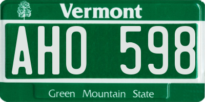 VT license plate AHO598