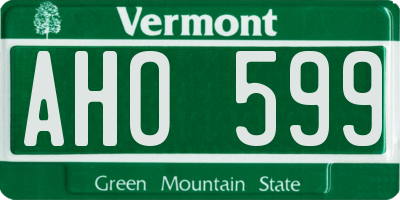 VT license plate AHO599