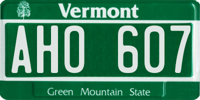 VT license plate AHO607