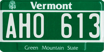 VT license plate AHO613