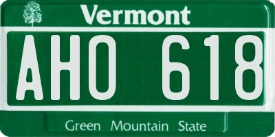 VT license plate AHO618