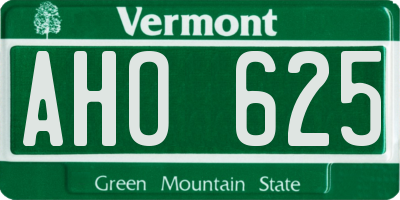 VT license plate AHO625