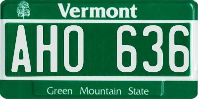 VT license plate AHO636