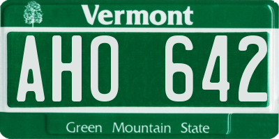 VT license plate AHO642