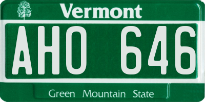 VT license plate AHO646