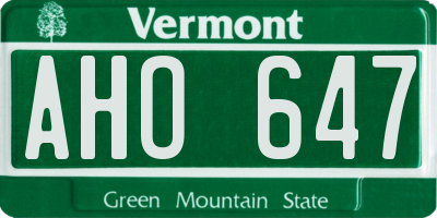 VT license plate AHO647
