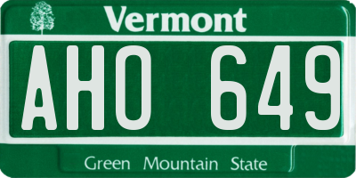 VT license plate AHO649